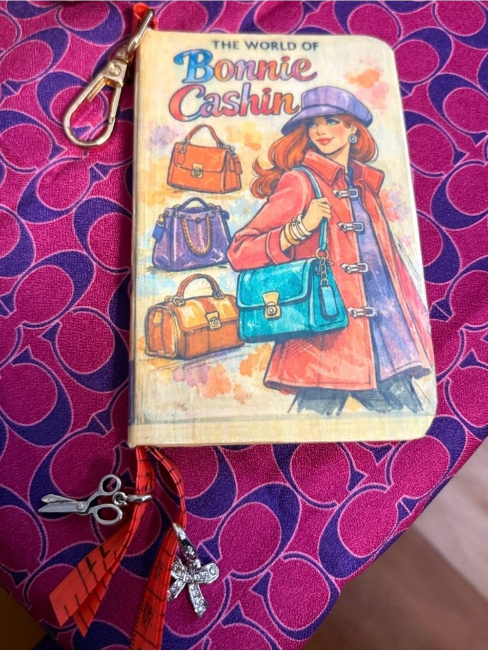 Coach Illustrated Bonnie Cashin Zip Bag Charm Teal, Orange and Purple